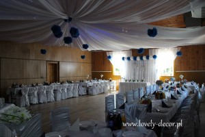 dekoracje sal weselnych kolor niebieski 